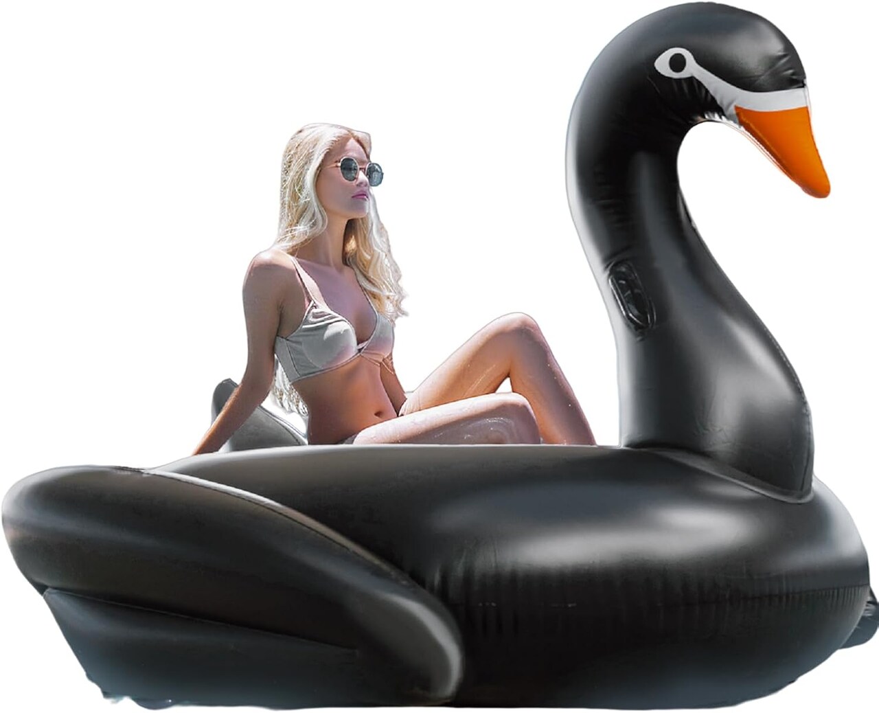 Giant Pool Float Adult Heavy Duty 70" Black Swan Pool Floaties for Adults Swimming Pool Lounger Float Pool Chair Float for Pool Games Beach Party Outdoor Water Play